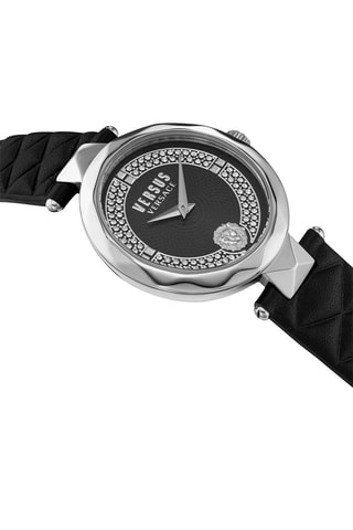 Montre à quartz en cuir et ornée de cristaux Swarovski Covent Garden Crystal Dial - Noir et argenté