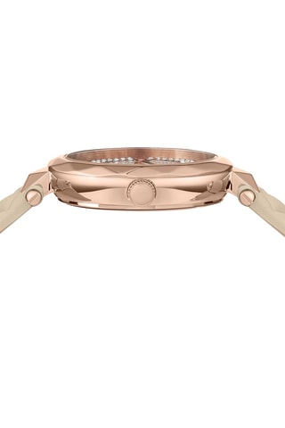 Montre à quartz en cuir, plaqué ion or rose et ornée de cristaux Swarovski Covent Garden - Beige et doré rose