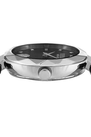 Montre à quartz en cuir Covent Garden - Noir et argenté