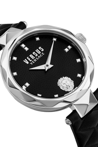 Montre à quartz en cuir Covent Garden - Noir et argenté