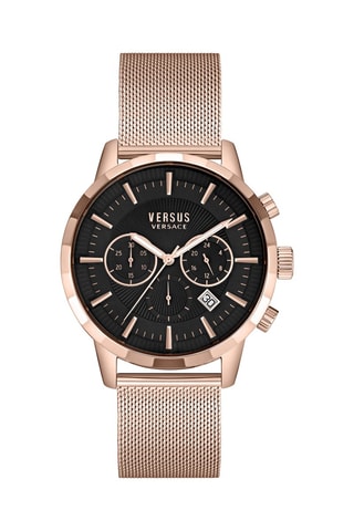 Montre à quartz en plaqué ion or rose et noir Eugène - Chronographe - Doré rose et noir