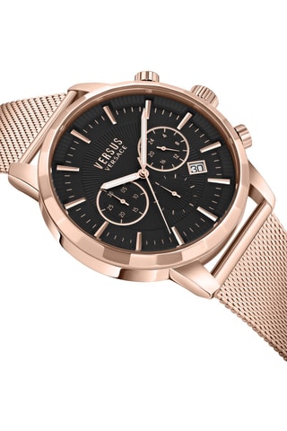 Montre à quartz en plaqué ion or rose et noir Eugène - Chronographe - Doré rose et noir