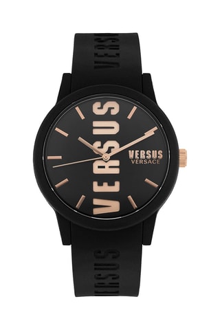 Montre à quartz en silicone et plaqué ion noir Barbes Silicone - Noir et doré rose