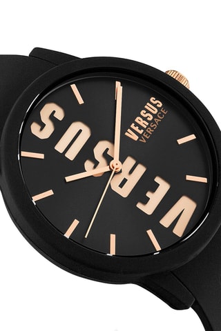Montre à quartz en silicone et plaqué ion noir Barbes Silicone - Noir et doré rose