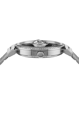 Montre à quartz en acier et ornée de cristaux Swarovski Brick Lane Mesh - Argenté et noir