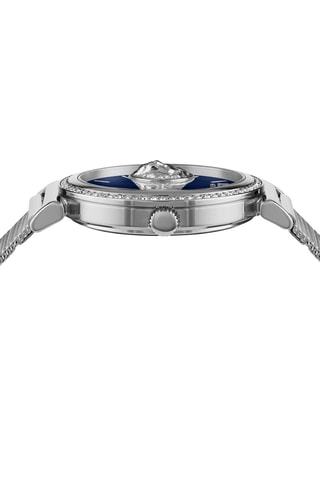 Montre à quartz en acier et ornée de cristaux Swarovski Brick Lane Mesh - Argenté et bleu