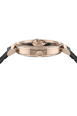Montre à quartz en acier, plaqué ion noir, plaqué ion or rose et ornée de cristaux Swarovski Brick Lane Mesh - Noir et doré rose