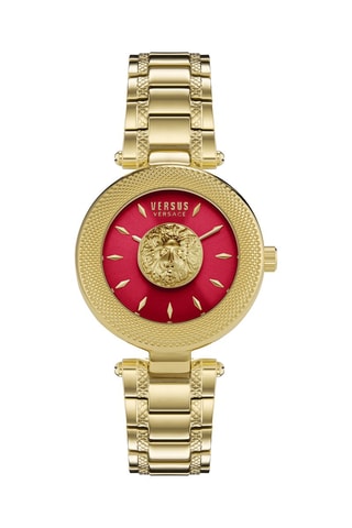 Montre à quartz en acier plaqué ion or jaune Brick Lane Lion - Doré et bordeaux