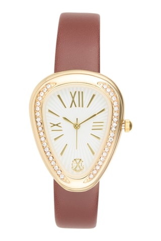 Montre à quartz en polyuréthane - Marron et doré rose