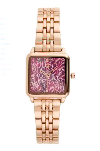 Montre à quartz en alliage - Doré rose et fuchsia