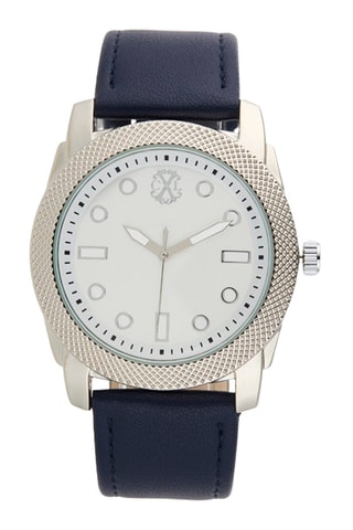 Montre à quartz en polyuréthane - Bleu marine et argenté
