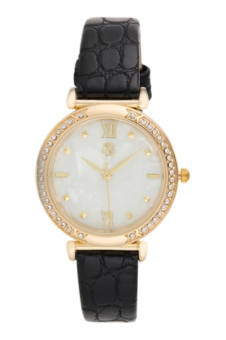 Montre à quartz en polyuréthane - Noir et doré