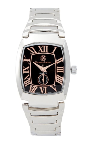 Montre à quartz en acier - Chronomètre - Argenté et noir