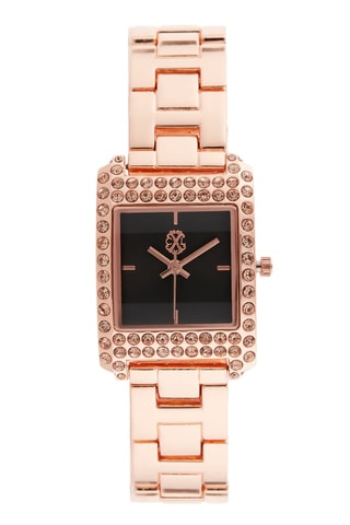 Montre à quartz en alliage - Doré rose et noir