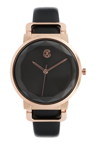 Montre à quartz en polyuréthane - Noir et doré rose