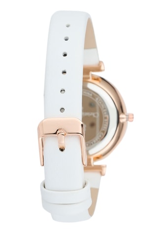 Montre à quartz en cuir synthétique - Blanc et doré rose ?