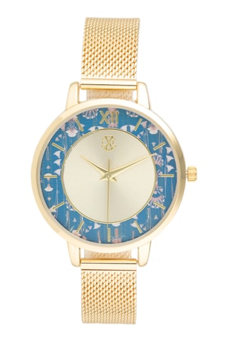 Montre à quartz en alliage - Doré et bleu pétrole