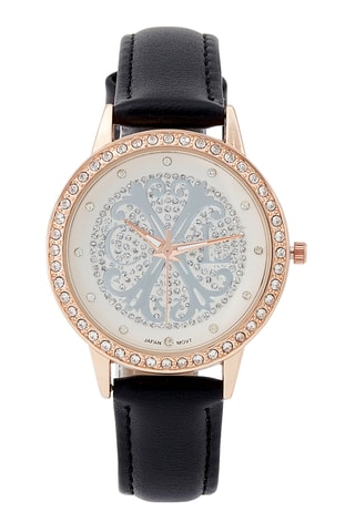 Montre à quartz en polyuréthane - Noir et doré rose