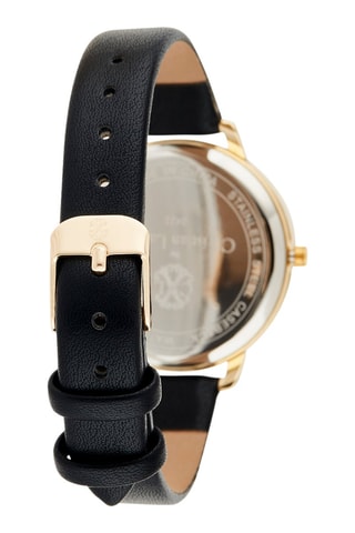 Montre à quartz en cuir synthétique - Noir et doré