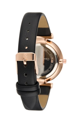 Montre à quartz en cuir synthétique - Noir et doré rose