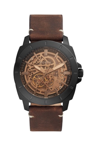 Montre automatique en cuir Privateer Sport - Marron et noir