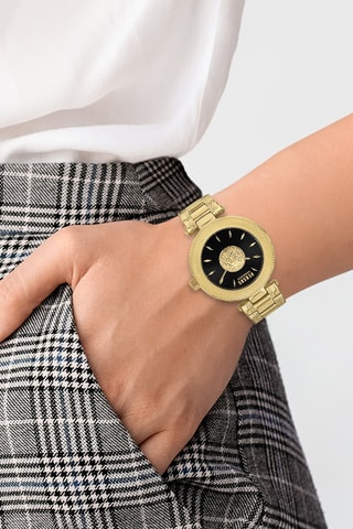 Montre à quartz en plaqué ion or jaune Brick Lane Lion - Doré et noir