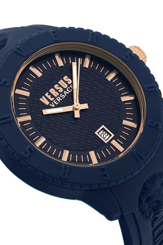 Montre à quartz en silicone et plaqué ion or rose Tokyo - Bleu marine et doré