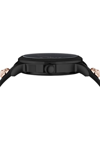 Montre à quartz en cuir et plaqué ion noir Reale - Noir et doré rose