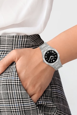 Montre à quartz en acier Echo Park - Argenté et noir