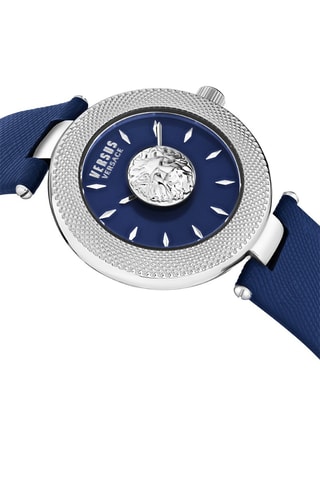Montre à quartz en cuir Brick Lane Lion - Bleu marine et argenté