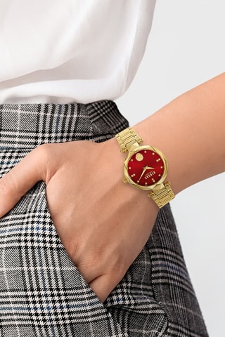 Montre à quartz en acier et plaqué ion or jaune Covent Garden - Doré et rouge
