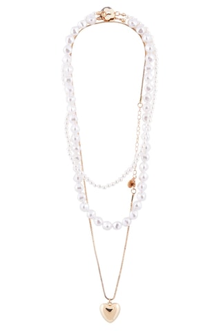 Collier triple rang - Doré et blanc