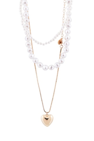 Collier triple rang - Doré et blanc