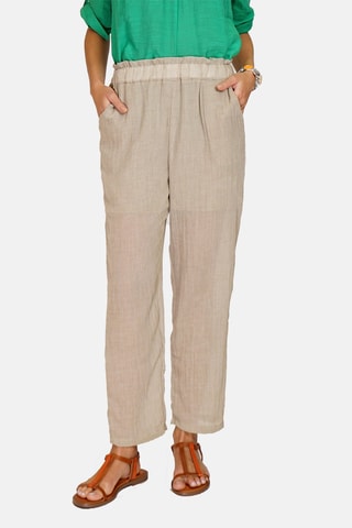 Pantalon taille haute en lin 
Beige