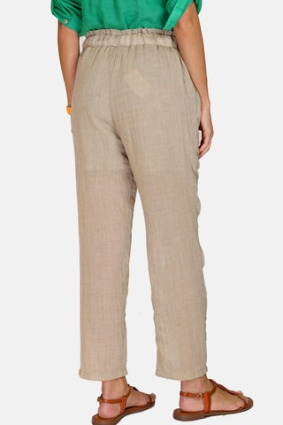 Pantalon taille haute en lin 
Beige