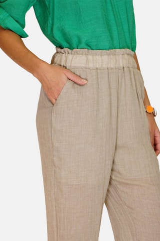 Pantalon taille haute en lin 
Beige