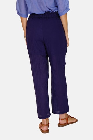 Pantalon taille haute en lin 
Bleu