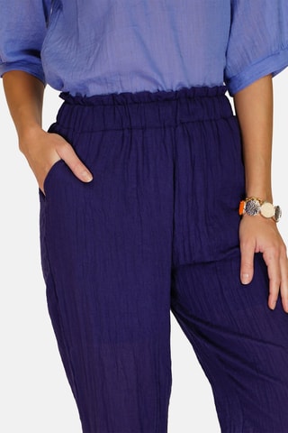 Pantalon taille haute en lin 
Bleu