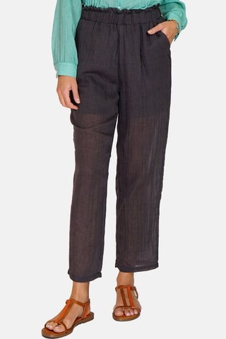 Pantalon taille haute en lin Noir
