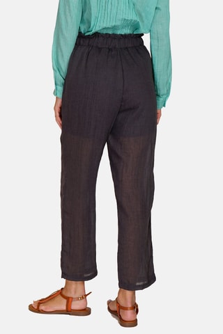 Pantalon taille haute en lin Noir