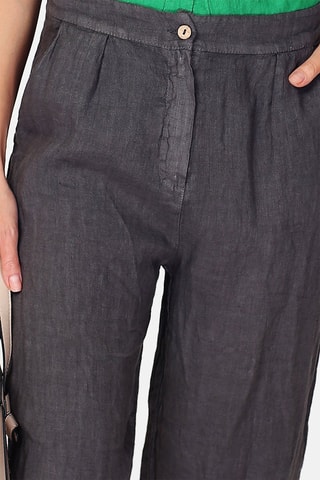 Pantalon taille haute en lin 
Gris