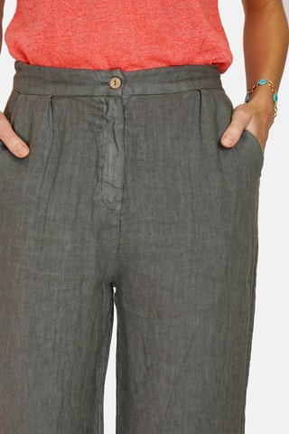 Pantalon taille haute en lin Kaki