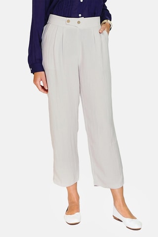 Pantalon taille haute en lin 
Blanc