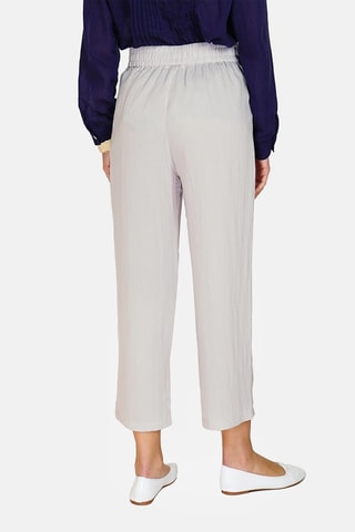 Pantalon taille haute en lin 
Blanc