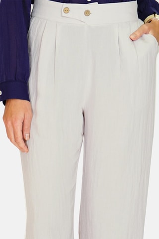 Pantalon taille haute en lin 
Blanc