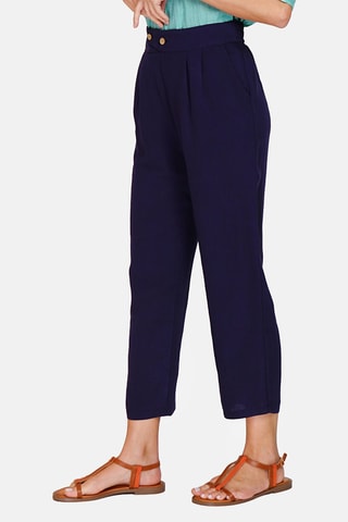 Pantalon en lin 
Bleu marine