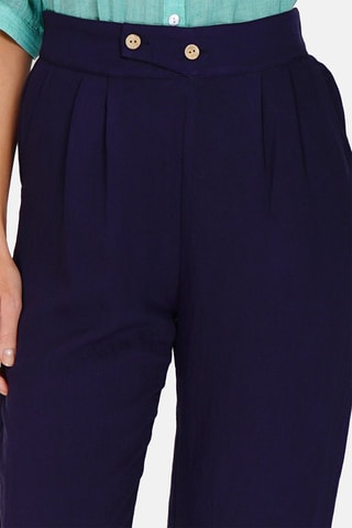 Pantalon en lin 
Bleu marine