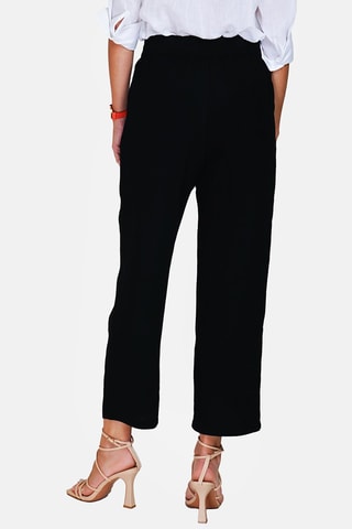 Pantalon taille haute en lin 
Noir