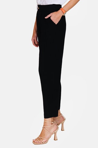 Pantalon taille haute en lin 
Noir