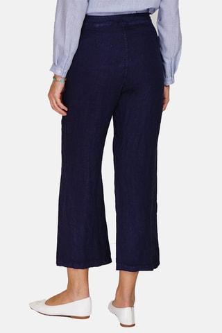 Pantalon taille haute en lin 
Bleu